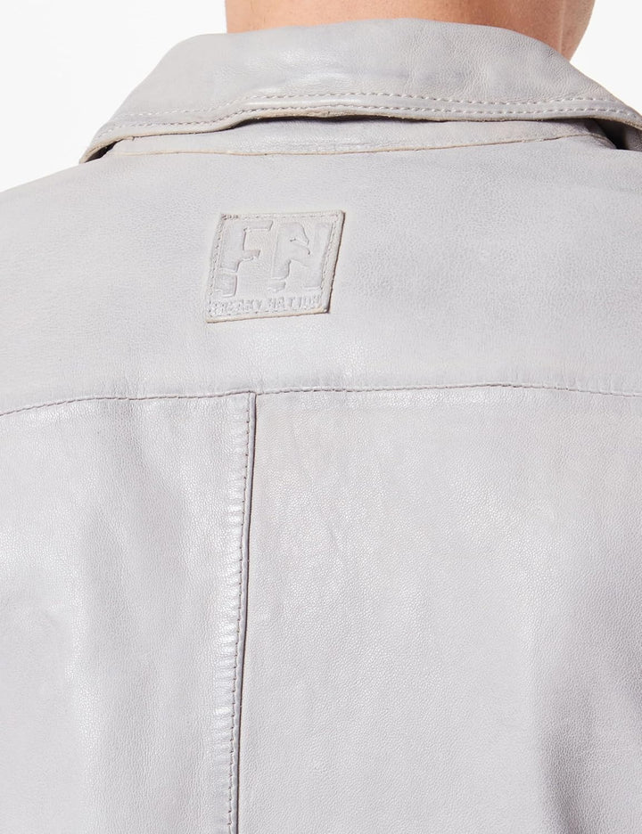 Freaky Nation Herren The Strength-fn Lederjacke, Stone