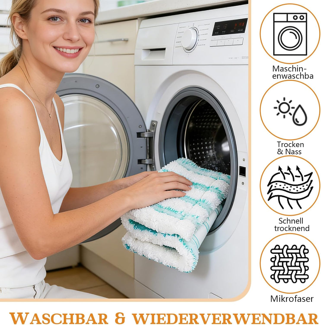 6 Pack Bodenwischer Ersatzbezug für Leifheit Profi XL, für alle Bodenarten | Kompatibel mit Leifheit