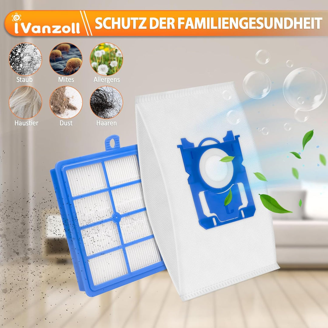 8 Stück für aeg vx9-2-öko beutel + 2 Stück Filters für AEG VX6 VX7 VX8 VX9 Bodenstaubsauger VX6-2 VX