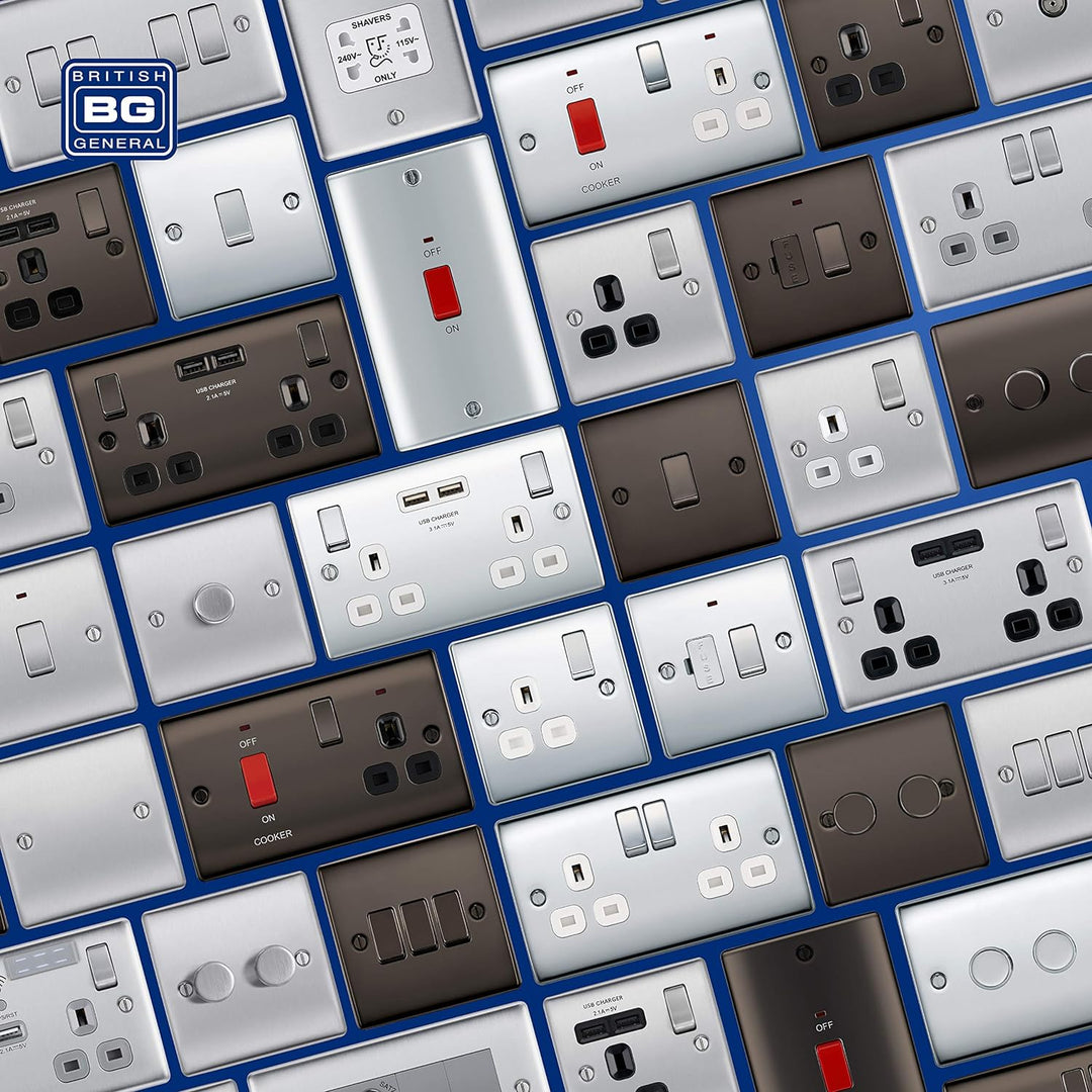BG Electrical NBS22U3B Nexus Metall, gebürsteter Stahl, doppelt geschaltete 13A-Steckdose mit USB-Au