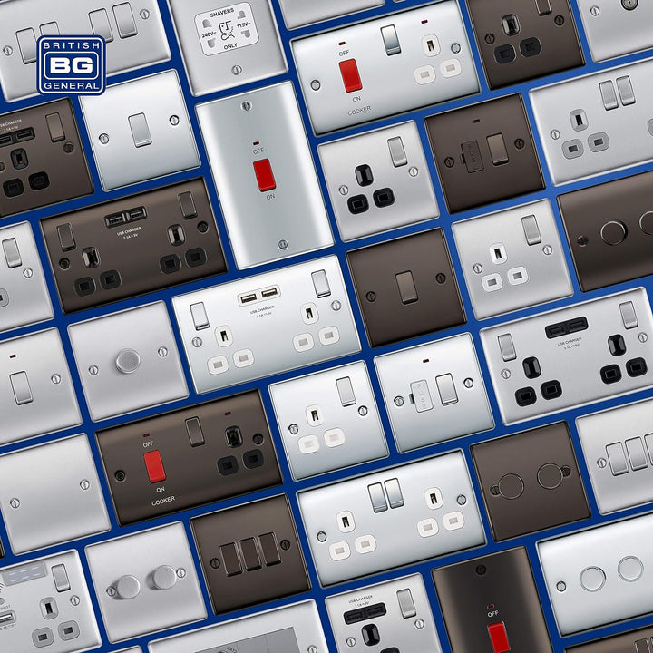 BG Electrical NBS22U3B Nexus Metall, gebürsteter Stahl, doppelt geschaltete 13A-Steckdose mit USB-Au