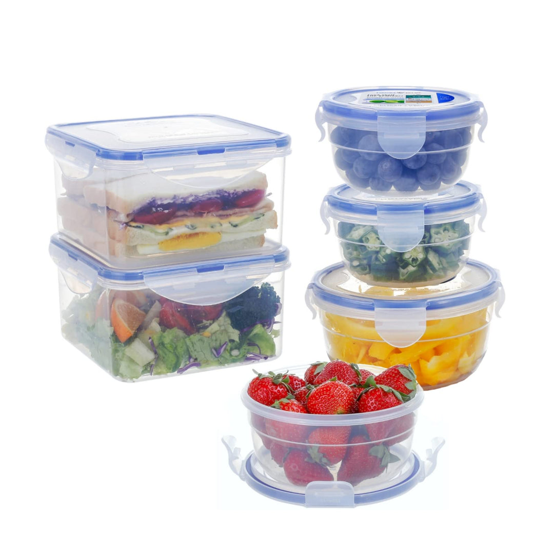 6er-Set Kunststoff Frischhaltedosen mit Deckel 0,3L 0,6L 1,25L BPA-frei Gefrierdosen, Sandwich Box,