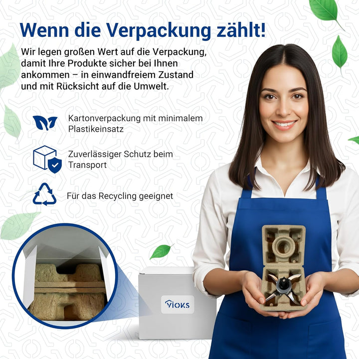 VIOKS Alternativ Mixmesser kompatibel mit Thеrmomix TM21 | Messer Kochzubehör, aus Edelstahl, inklus