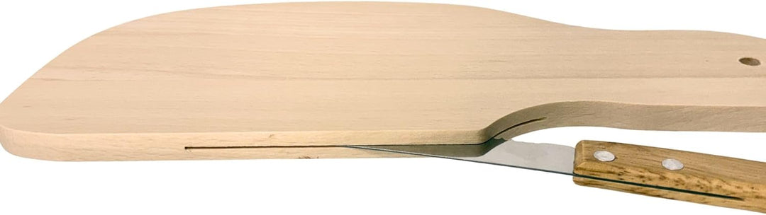 4X HOFMEISTER® Frühstücksbrett mit Brotmesser Buchenholz 28 x 11 x 1 cm