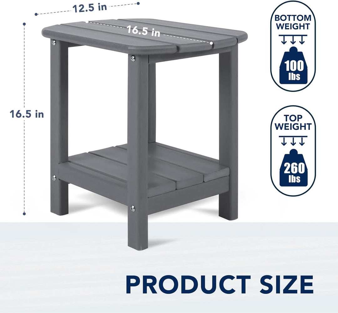 NALONE Adirondack Beistelltisch 16,5" Outdoor-Beistelltisch HDPE Kunststoff Doppelter Adirondack Kle