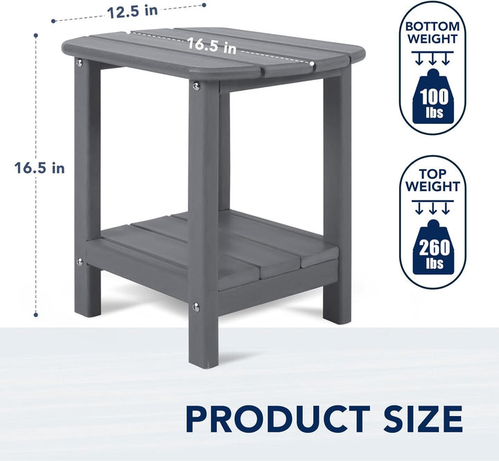 NALONE Adirondack Beistelltisch 16,5" Outdoor-Beistelltisch HDPE Kunststoff Doppelter Adirondack Kle