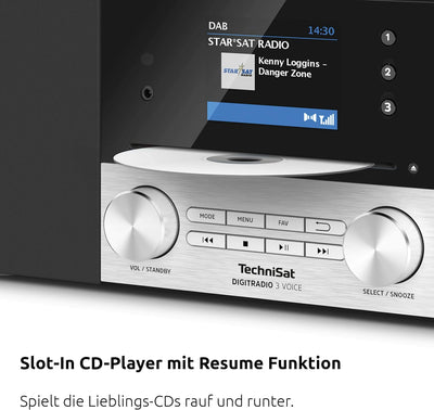 TechniSat DIGITRADIO 3 VOICE - Stereo DAB Radio Kompaktanlage mit offline Sprachsteuerung (DAB+, UKW