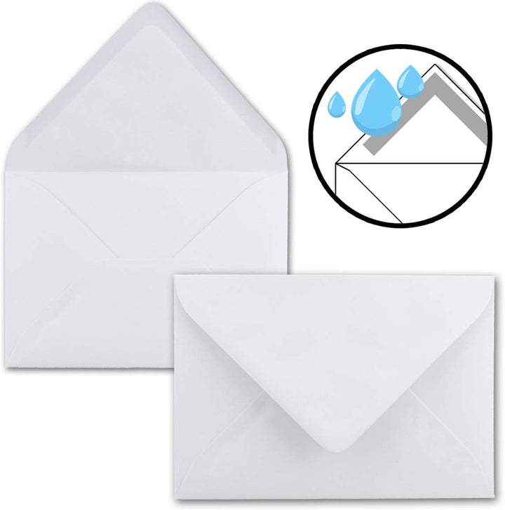 500x Faltkarten SET DIN A6/C6 mit Brief-Umschlägen in Hochweiss/Kristallweiss - inklusive Einleger -