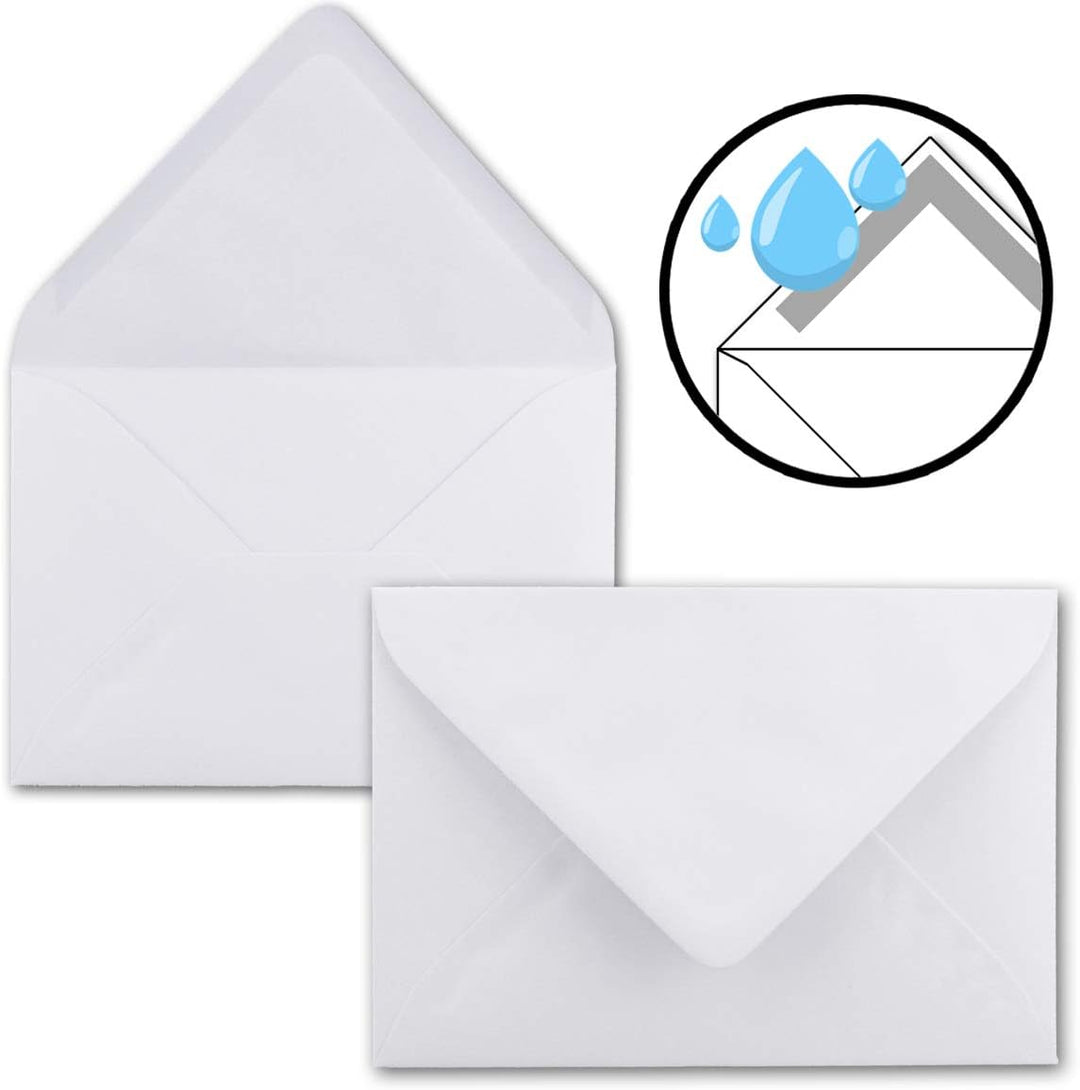 200x Faltkarten SET DIN A6/C6 mit Brief-Umschlägen in Hochweiss/Kristallweiss - inklusive Einleger -