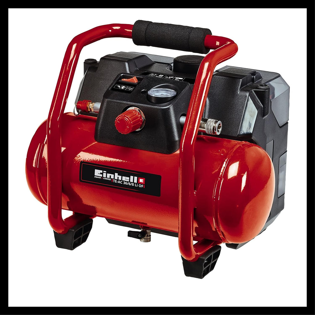 Einhell Akku-Kompressor TE-AC 36/6/8 Li OF Set Power X-Change (36 V, max. 8 bar, 6 l-Tank, 130 l/min