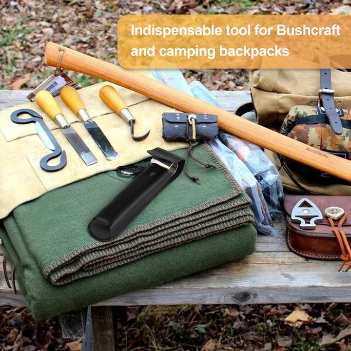 Holzbohrer Manuell Bushcraft, φ25x160mm, Schlangenbohrer Outdoor aus Stahl mit Schwarze Ledertasche,