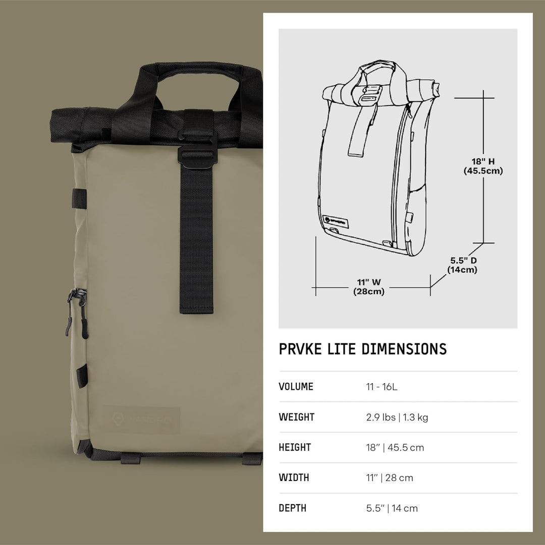 WANDRD PRVKE Lite Fototasche, Wasserabweisende Kameratasche, Diebstahlschutz, mit 14-Zoll-Laptophüll