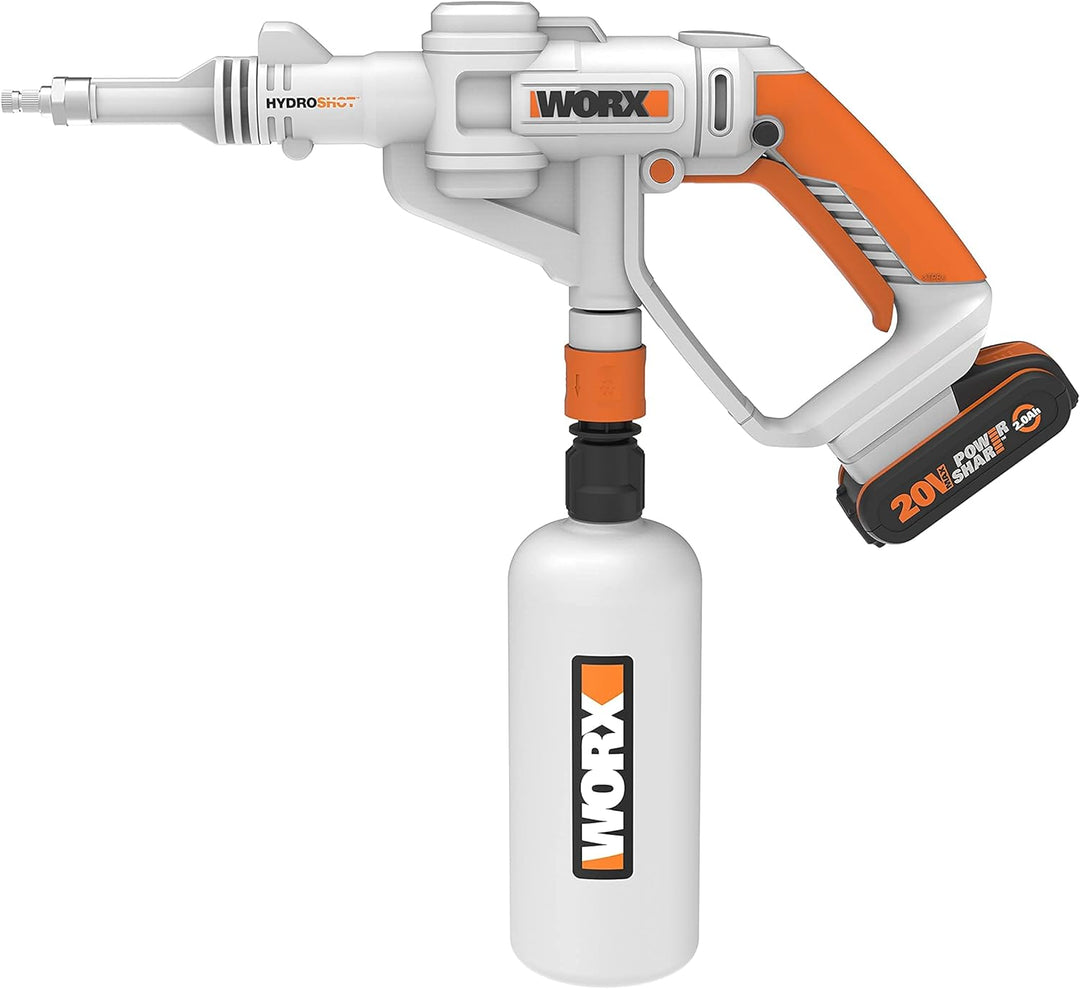 WORX WP650E Hydroshot Akku Drucksprühgerät 20V mit feinem Sprühnebel und 1L Flaschentank – inkl. 2Ah