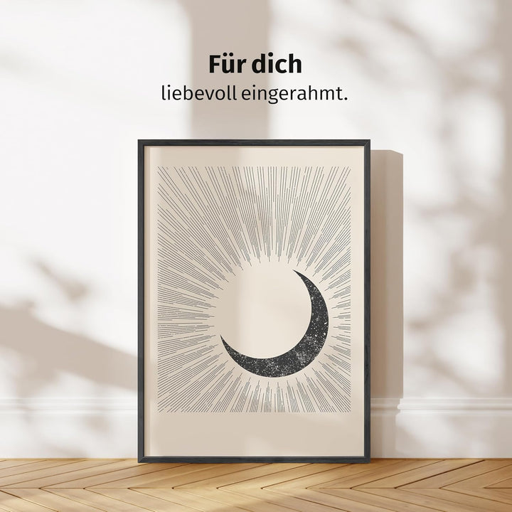 JUNOMI® Sonne und Mond Poster DIN A2, Boho Deko, Minimalistisch, Yoga Zubehör, perfekte Yoga Geschen