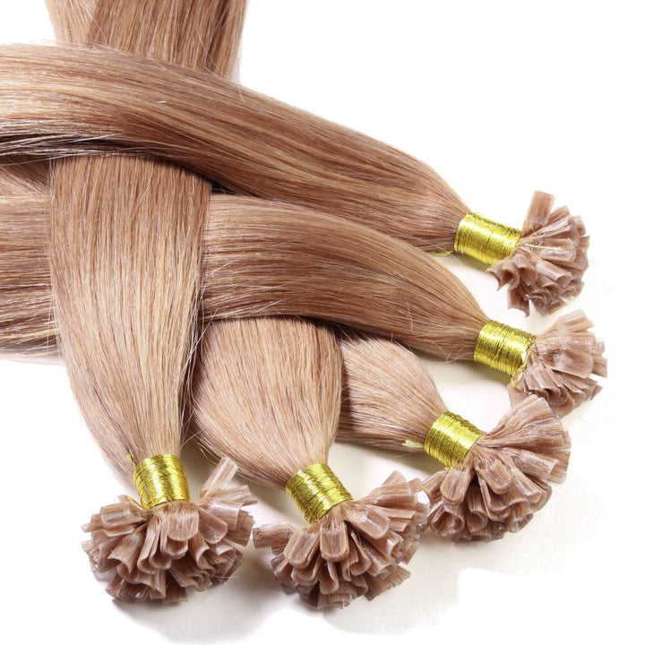 hair2heart Extensions Echthaar Bondings glatt - 25 Strähnen 1g 40cm 8/01 hellblond natur-asch #12 Ho