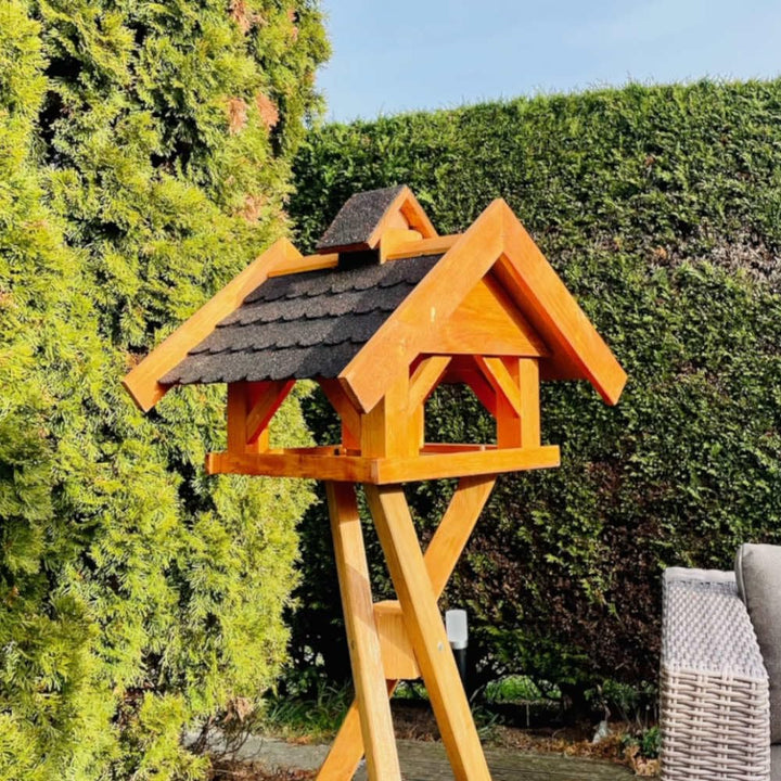 Rechteckiges Vogel Futter Haus L Futter-Vogelhaus+Ständer Braun/Schwarz L mit Ständer Schwarz - Brau
