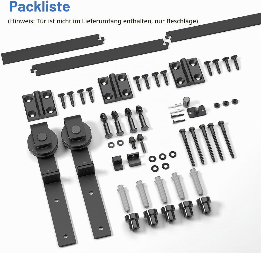 92cm/3FT Bifold Schiebetürbeschlag Schiebetüren Schiebetürsystem Komplettset Laufschiene Rollen Set