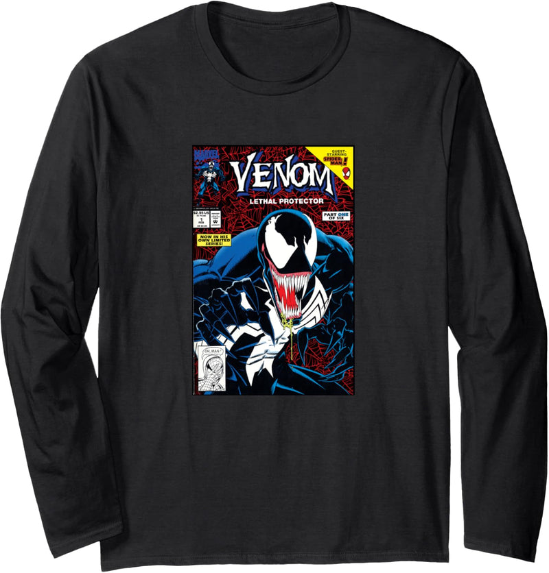 Marvel Venom Classic Retro Comic Cover Lethal Protector Langarmshirt