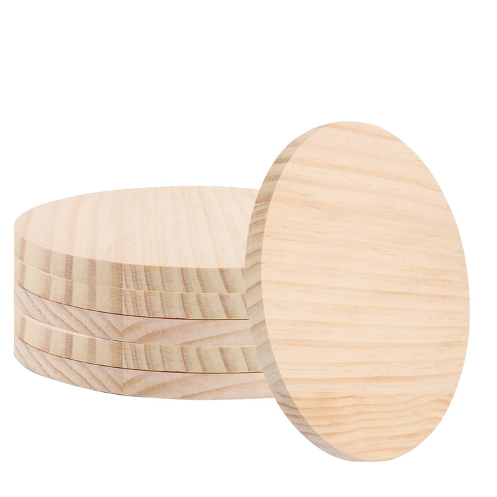SHUESS 6 Stück Holzscheiben 20 cm Durchmesser, Baumscheiben 20 cm aus Kiefernholz, Holzplatte rund 1