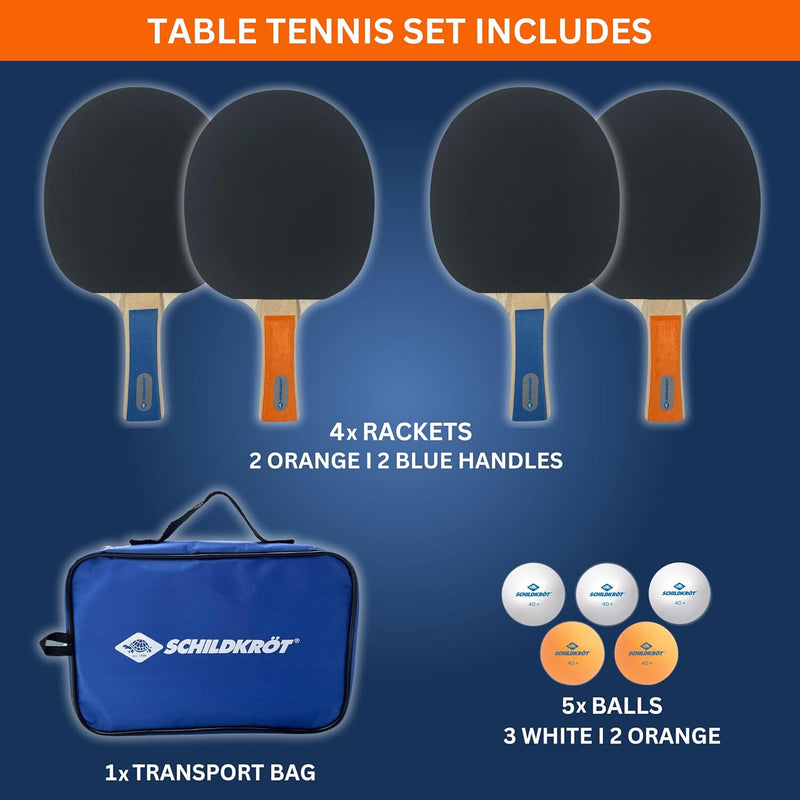 Donic-Schildkröt Tischtennis-Set Hobby, für 4 Spieler (4 Schläger, 5 Bälle, in Tragetasche, gute Fre