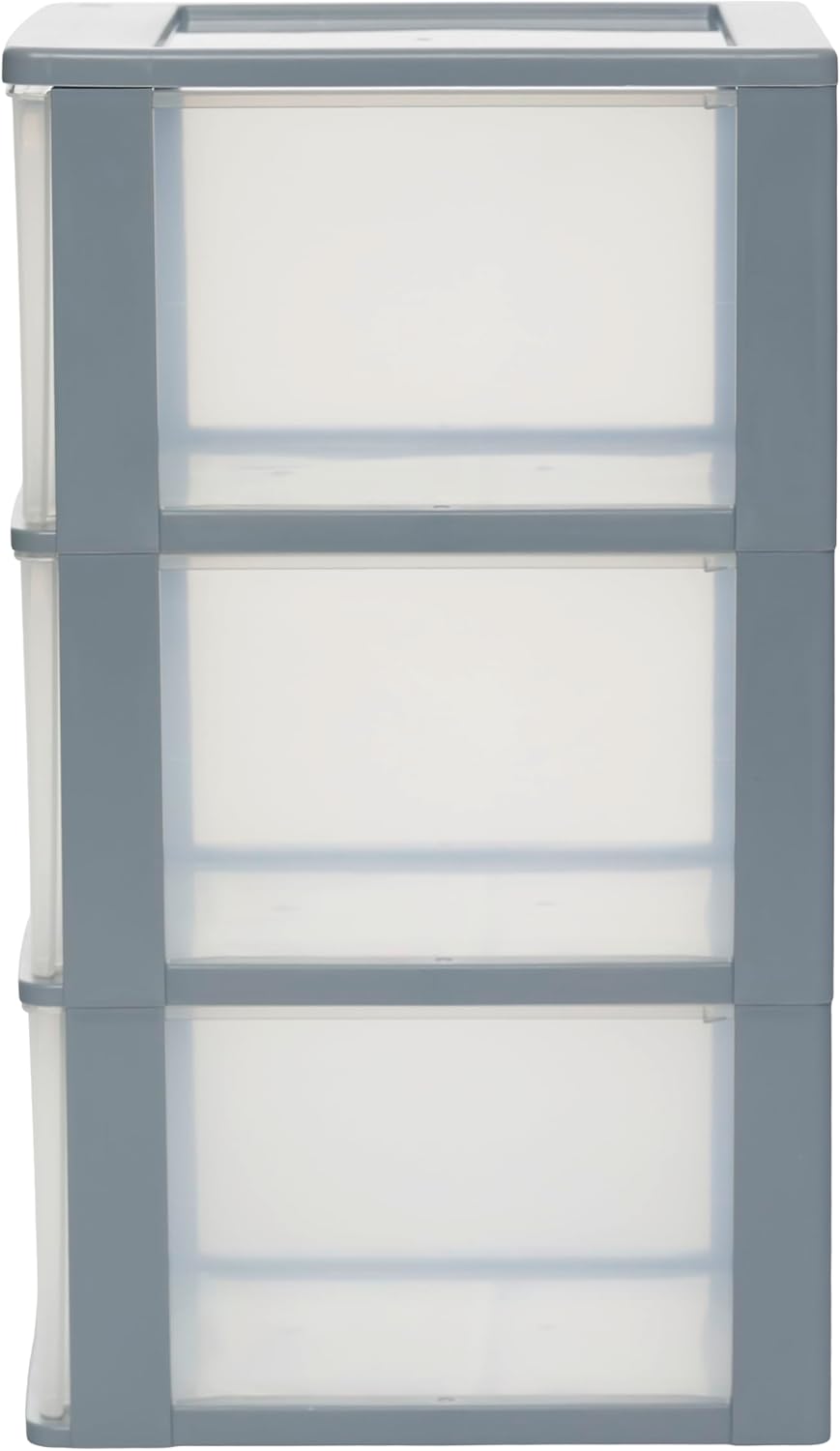 Iris Ohyama, Kunststoff Schubladenbox mit 3 tiefen Schubladen, Grau, Easy-Pull-System, A4, A5 & A6 F
