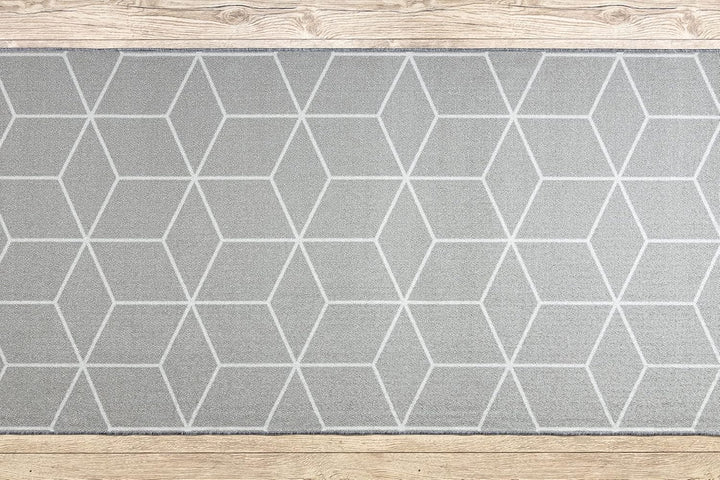 rugsx Antirutsch Teppichläufer Cube Würfel - moderner Kurzflor für Küche, Flur & Wohnzimmer, Meterwa