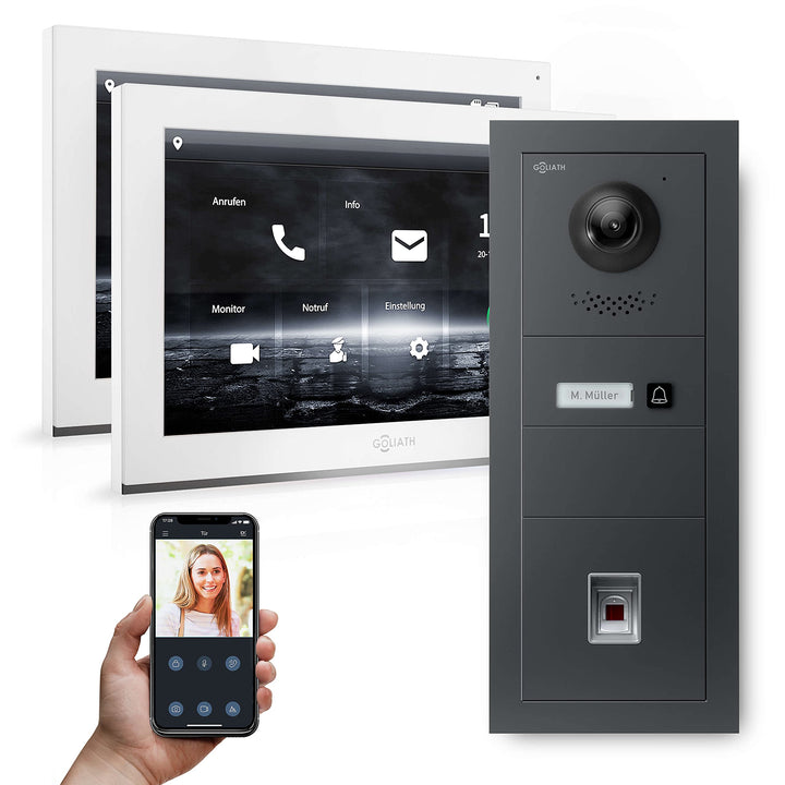 Goliath Hybrid | IP | Full-HD Video Türsprechanlage | App | 1-Fam | 2 x Full-Touchscreen 10" | Alumi
