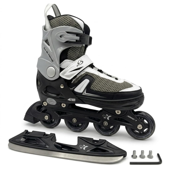 Cox Swain Push 2in1 Inliner &amp; Schlittschuhe - Grössenverstellbare Kombi Skates &amp; Eislaufschuhe für K
