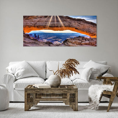 Wandbilder Dekoration Wohnzimmer Felsen Ansicht Landschaft Panorama Bilder auf Leinwand 120x50cm Lei