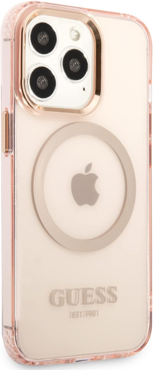 Guess GUHMP13XHTCMP Hülle für iPhone 13 Pro Max 6,7" rosa/pink Hard case Gold Outline Translucent We