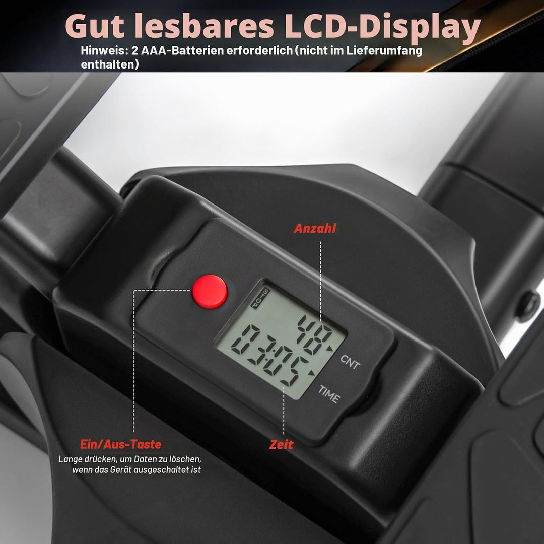 KOMFOTTEU Stepper mit höhenverstellbarem Lenker, Treppensteiger mit LCD-Bildschirm, verstellbaren Wi