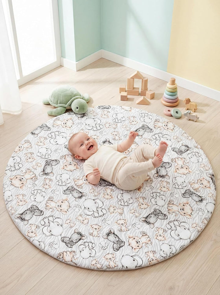 TupTam Baby Spielmatte Kinder Grosse Spieldecke Gepolstert XXL Krabbeldecke 120 x 120 cm Babyzimmer
