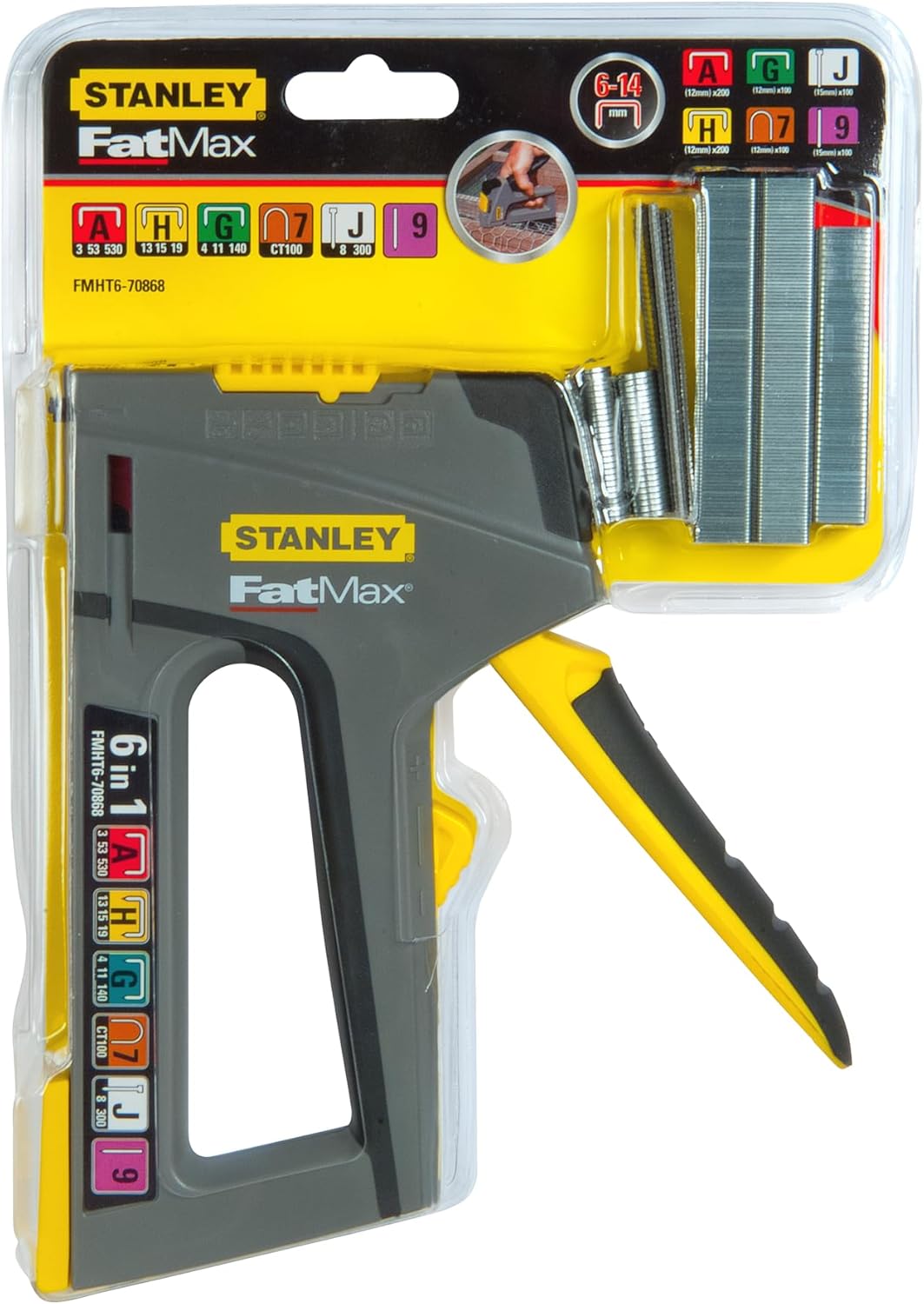Stanley FatMax Handtacker 6-in-1 TR75 (rückschlagsfrei, verarbeitet sechs verschiedenen Klammer/Näge