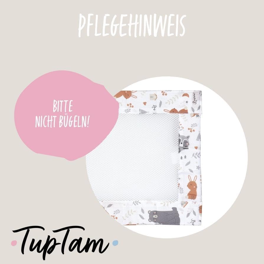 TupTam Gitterstäbe Schutz Netz Babybett Nestchen 3D Mesh 2er Pack, Farbe: Wilde Tiere, Grösse: ca. 1