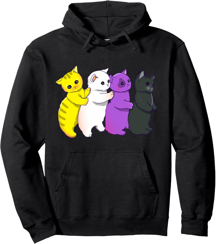 Nichtbinäre Katzen Pride Nonbinary Flaggenfarben Pullover Hoodie