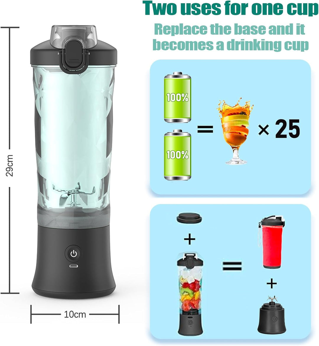 Idota Tragbarer Mixer 600ml, Mini Mixer Smoothie Maker mit 6 Klinge, USB Wiederaufladbar Portable Bl