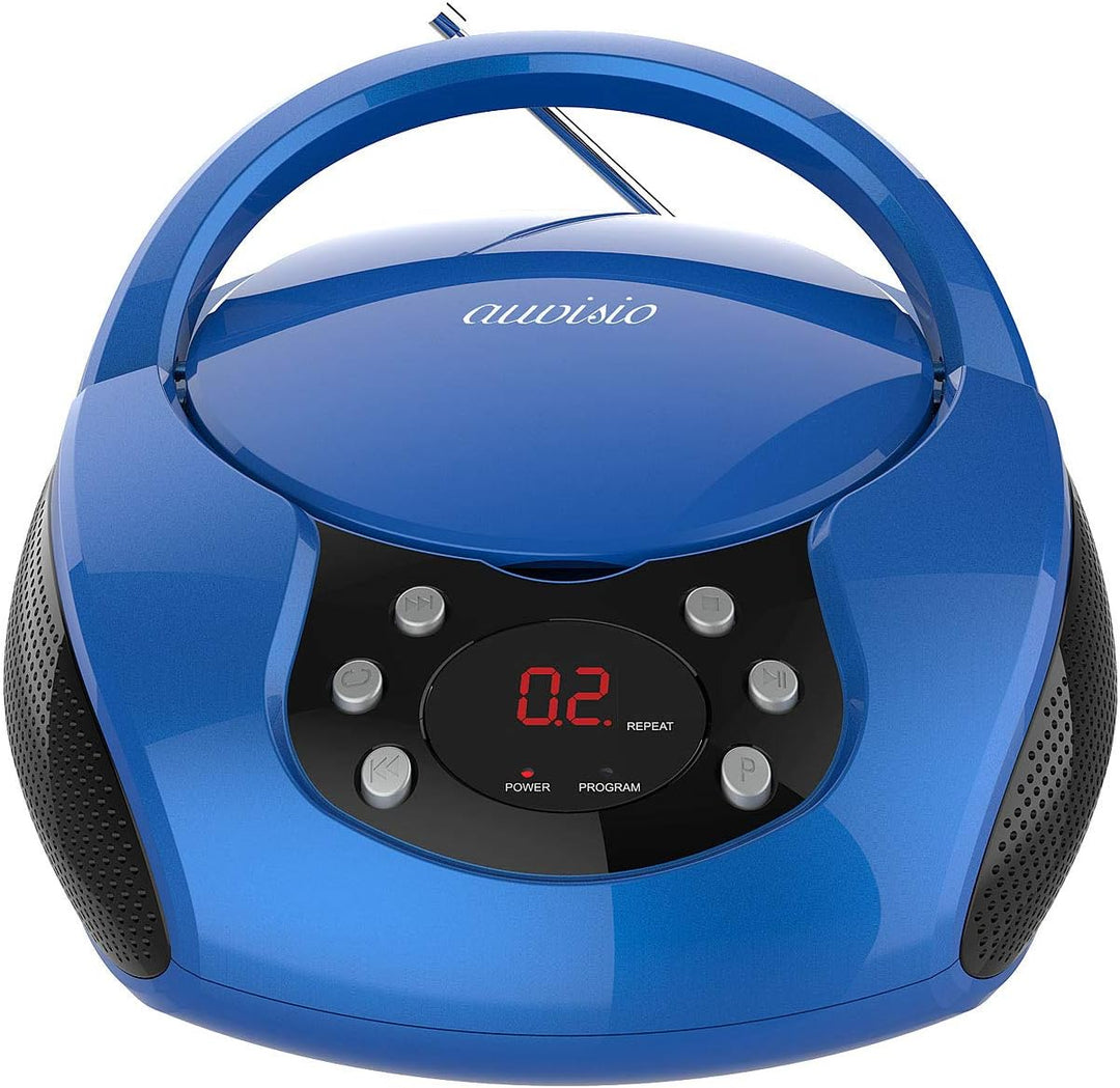 auvisio Kinder Cd Player: Tragbarer Stereo-CD-Player mit Radio, Audio-Eingang & LED-Display (Kofferr