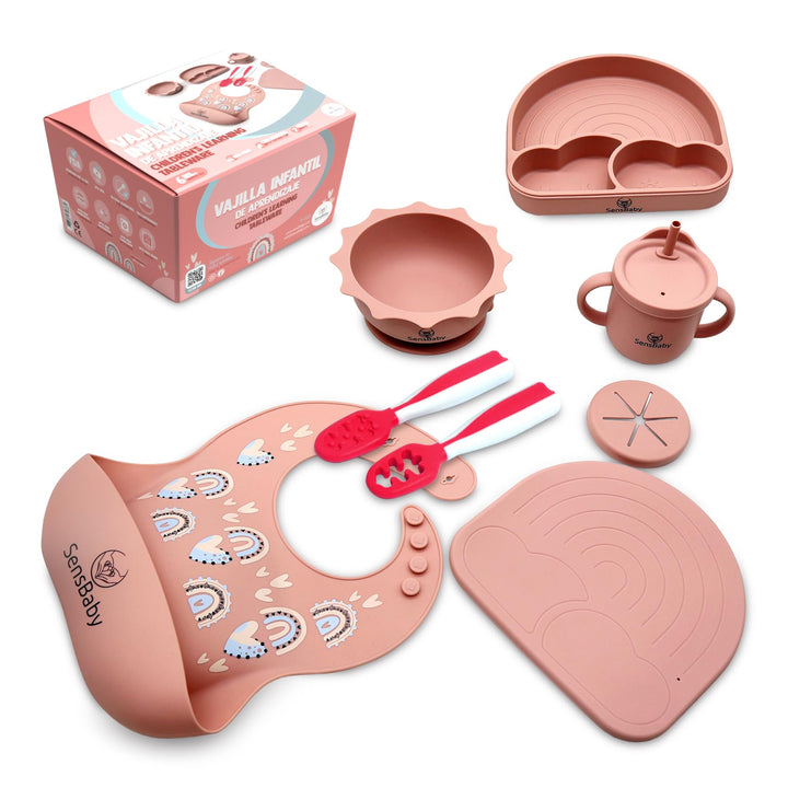 Blw Zubehör - Baby Geschirrset Mit Saugnapf, Baby Teller Set, Lässig Geschirrset Baby Pink, Pink