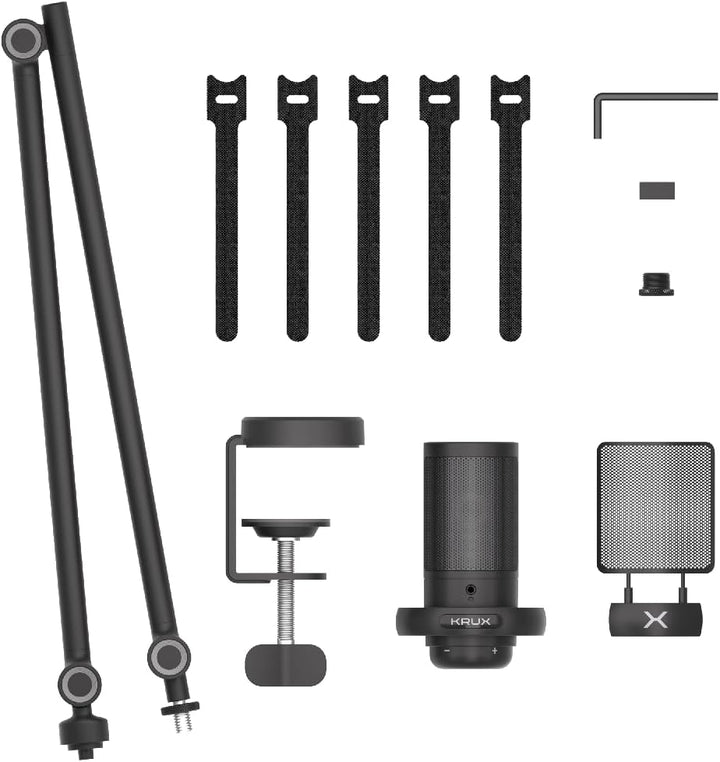 KRUX Epic 1000, Computermikrofon, Verstellbarer Arm, Popfilter, RGB-Hintergrundbeleuchtung, 3.5mm mi