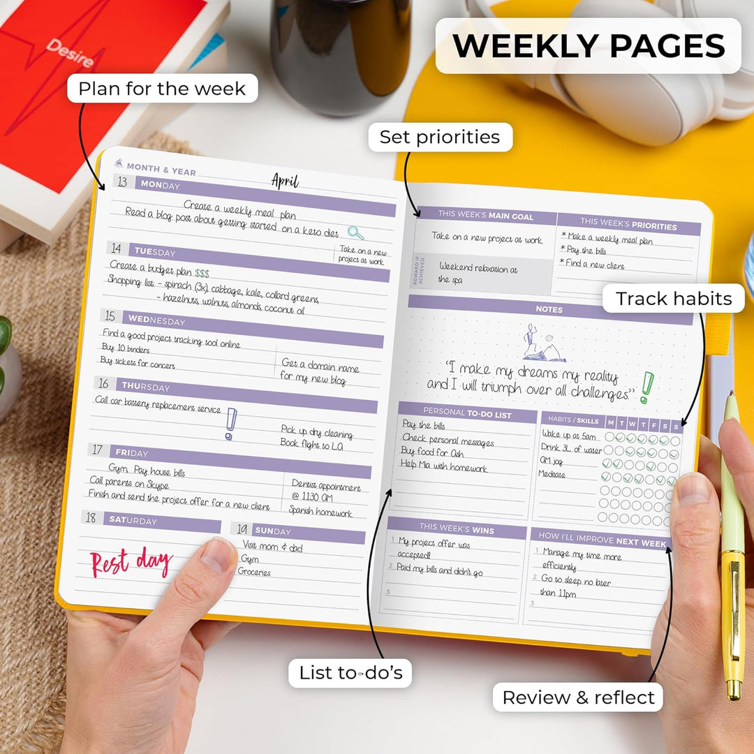 Clever Fox Planner 2. Auflage - Farbenfroher Planer für Wöchentliche und Monatliche Ziele, Zeitmanag
