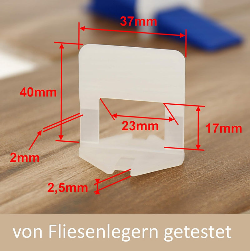 Lantelme Fliesen Nivelliersystem Zuglaschen 2 mm Fugenbreite 500 Stück Fliesen Höhe 3-15mm Fliesenve