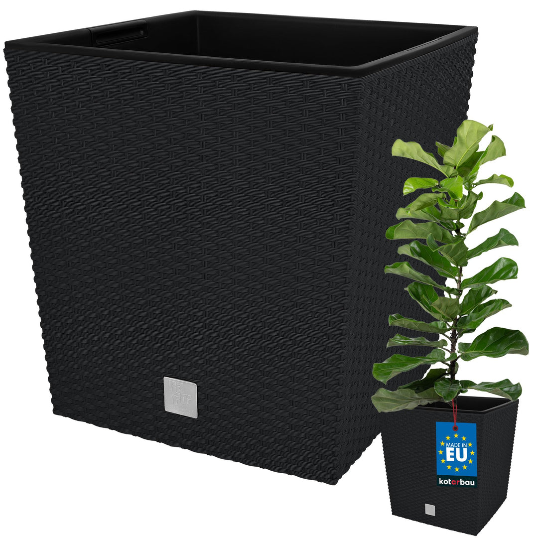 KOTARBAU® Blumentopf 320 mm Anthrazit Set Übertopf mit Innentopf für Pflanzenzucht 320x320x325 mm An