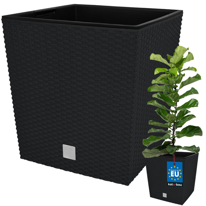 KOTARBAU® Blumentopf 320 mm Anthrazit Set Übertopf mit Innentopf für Pflanzenzucht 320x320x325 mm An