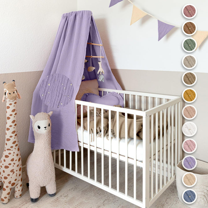 lilimaus Betthimmel Babybett mit Gold Applikation in 12 Farben [inkl. Himmelstange] - Himmel Babybet