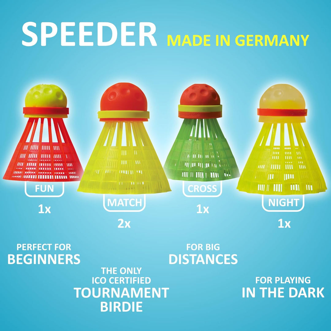 Speedminton® S900 Set – Original Speed Badminton/Crossminton Profi Set mit Carbon Schlägern inkl. 5