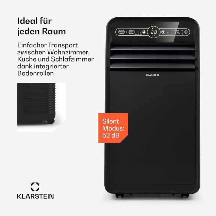 Klarstein Mobile Klimaanlage mit Abluftschlauch, 4-in-1 Klimagerät mit Ventilator, Luftentfeuchter &