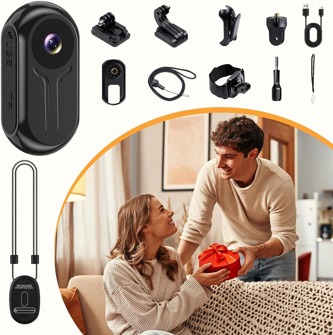 Action Camera 2K, Mini BodyCam Körperkamera 120° Weitwinkel Magnetische mit Display ActionCam für PO