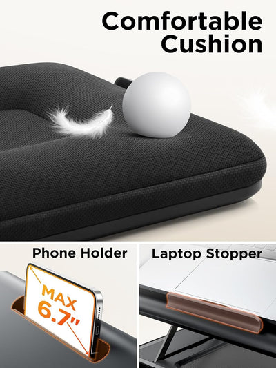 Laptopunterlage mit Höhenverstellbar, SAIJI laptopkissen für Laptop bis 17 Zoll, Tablet und Telefon,