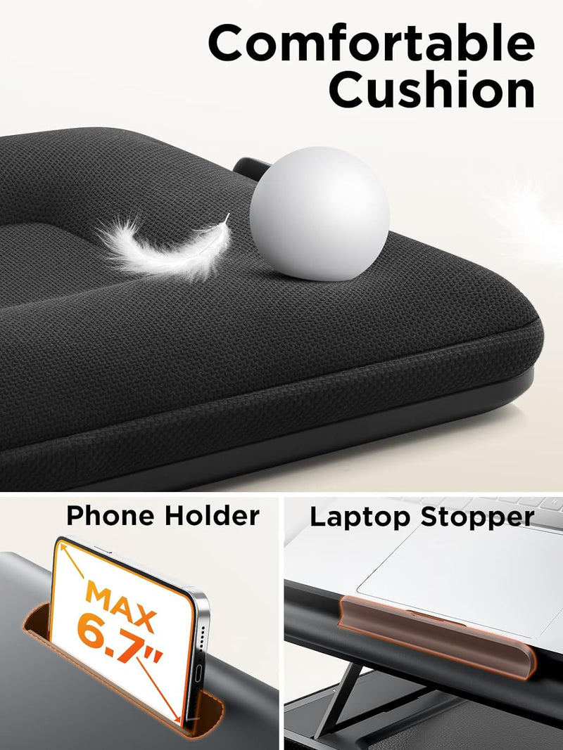 Laptopunterlage mit Höhenverstellbar, SAIJI laptopkissen für Laptop bis 17 Zoll, Tablet und Telefon,