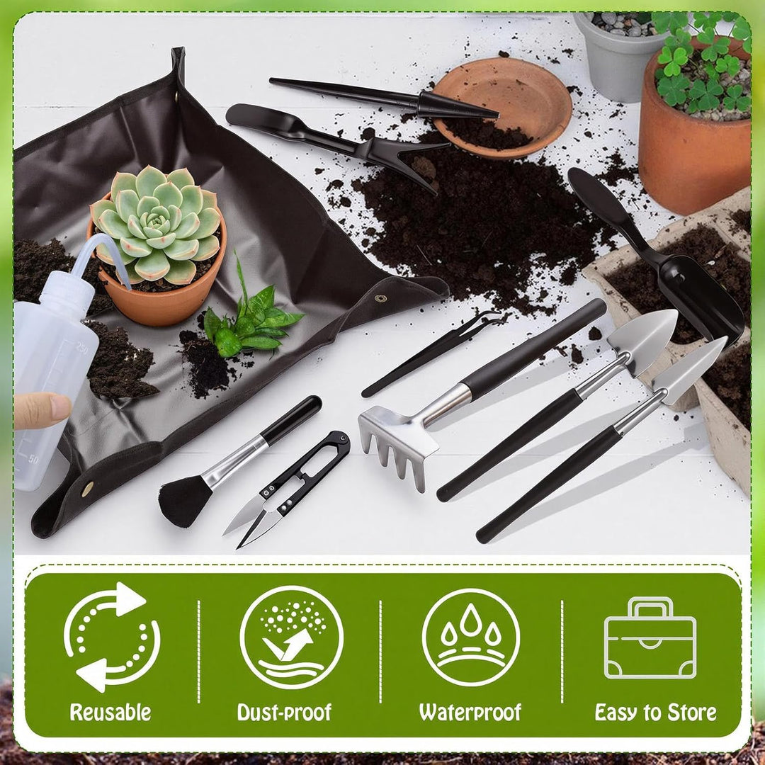 Bonsai Werkzeug Set 16-teilig Gartenwerkzeug für Zimmerpflanzen, Bonsai &amp; Sukkulenten – Ideal für Zu